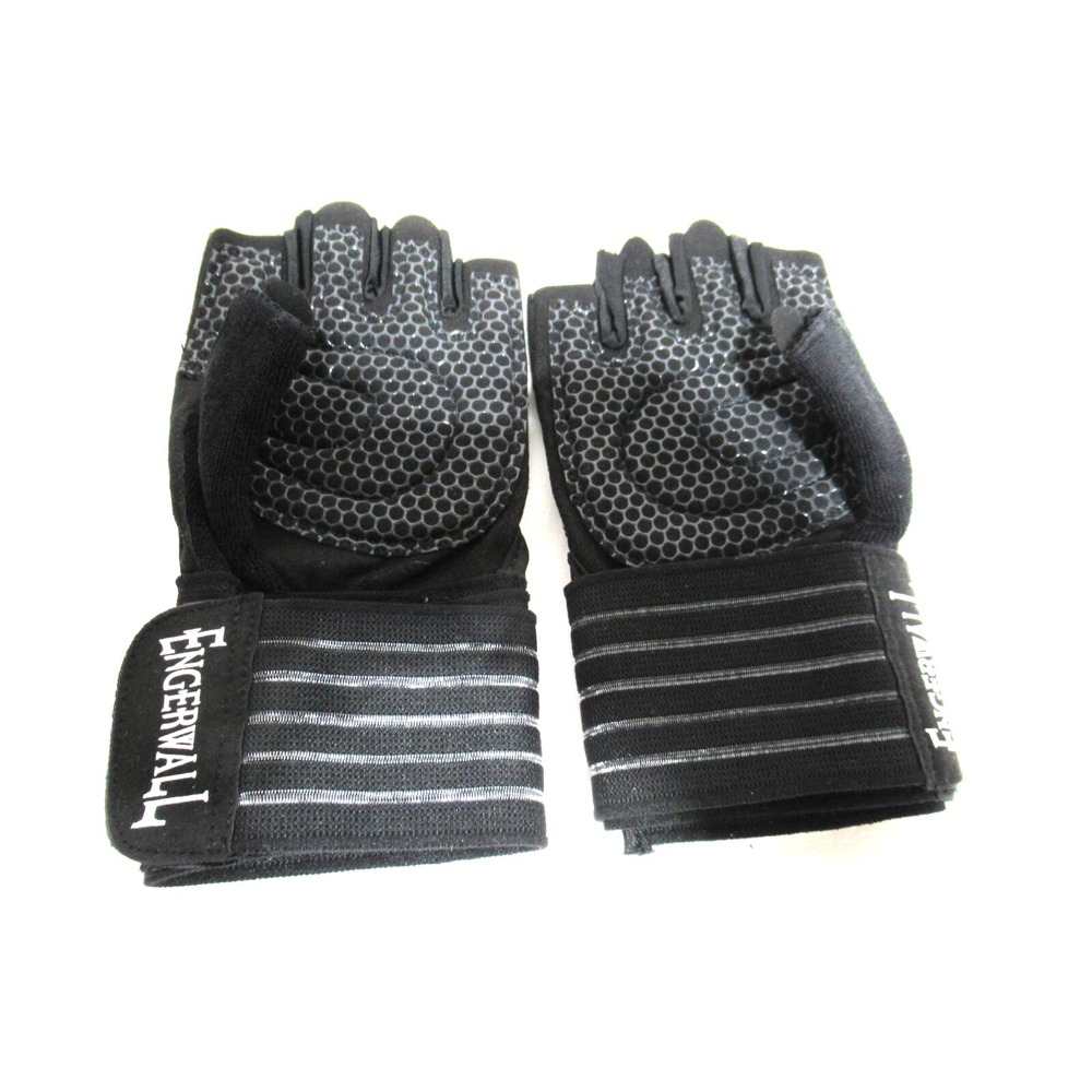 Engerwall Size Large Pro Wristwrap Black Fingerless Weightlifting Gloves